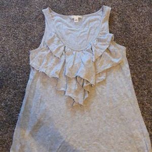 Banana republic grey tank top with ruffled chest